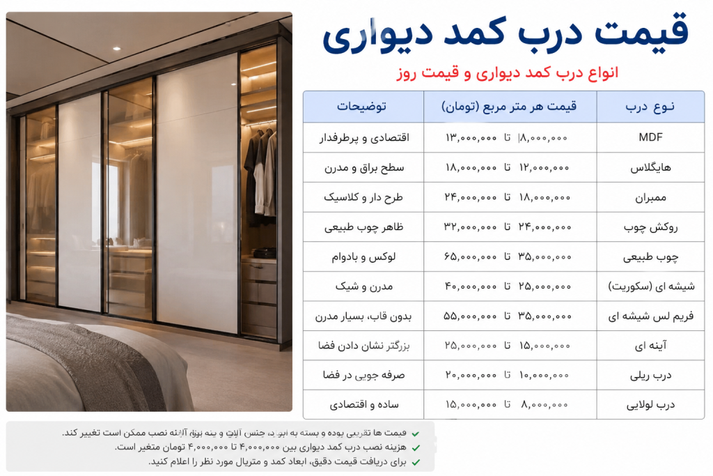 قیمت درب کمد دیواری